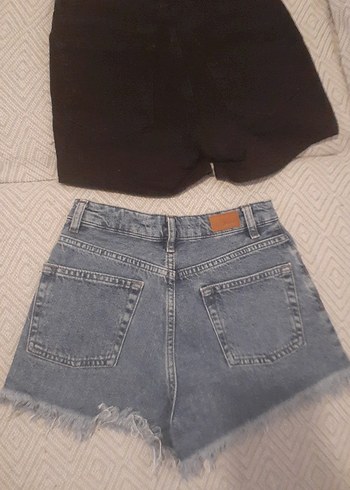 Gri Mini Denim Şort Kadın - Görsel 17