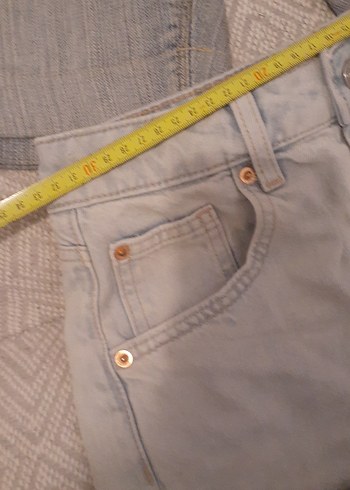 Gri Mini Denim Şort Kadın - Görsel 10
