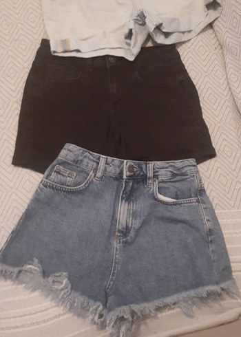 Gri Mini Denim Şort Kadın - Görsel 2