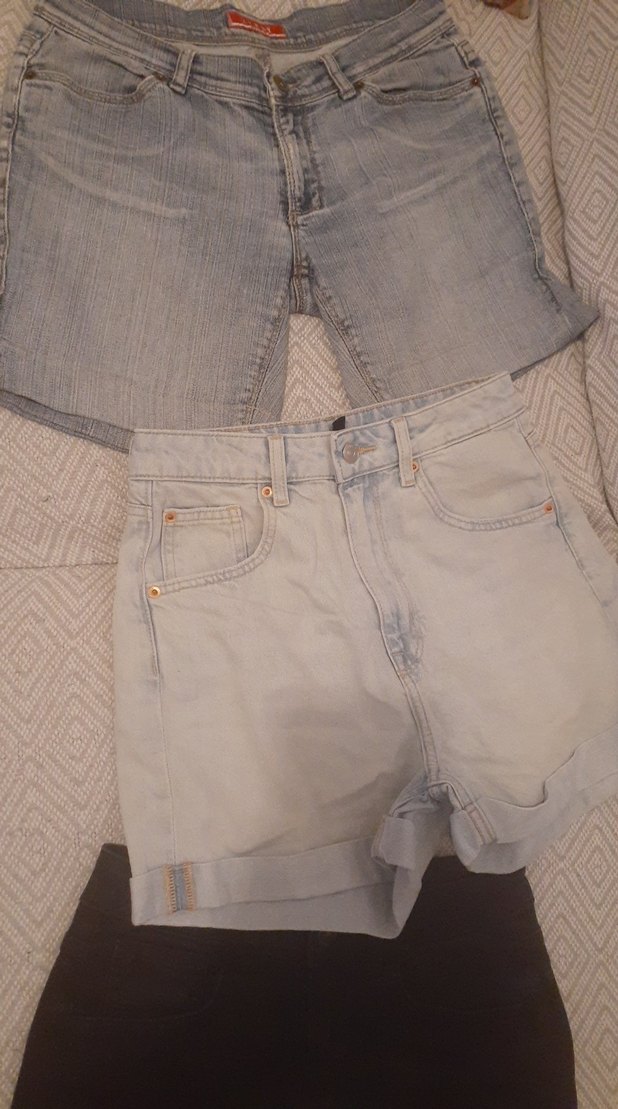 Gri Mini Denim Şort Kadın - Görsel 3