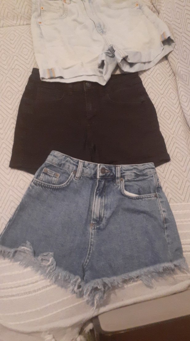 Gri Mini Denim Şort Kadın - Görsel 2