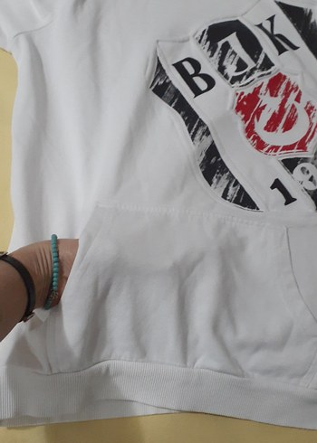 Kapüşonlu Beyaz Erkek Sweatshirt - Görsel 8