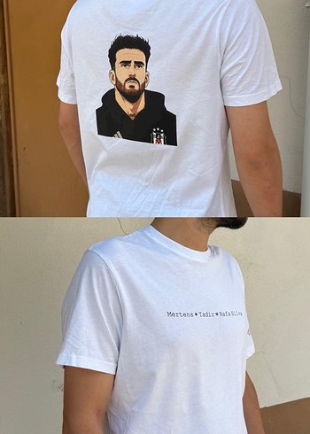 Meori Pamuklu Baskılı Erkek Tişört Beyaz Gri