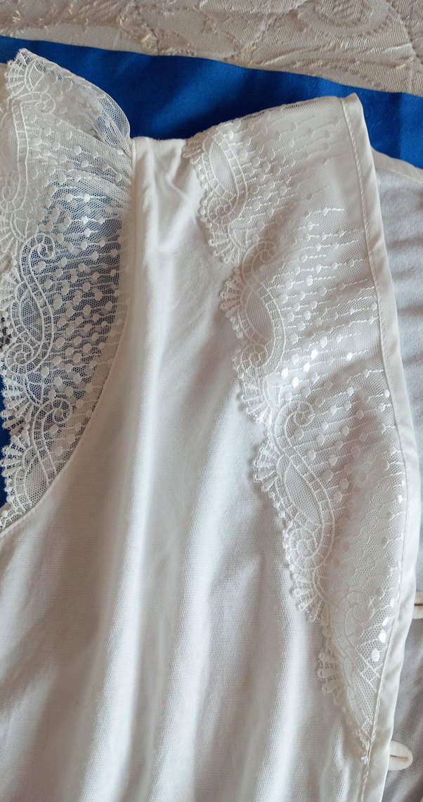 Beyaz Bohem Kolsuz sabahlikli Pijama Takımı - Görsel 2