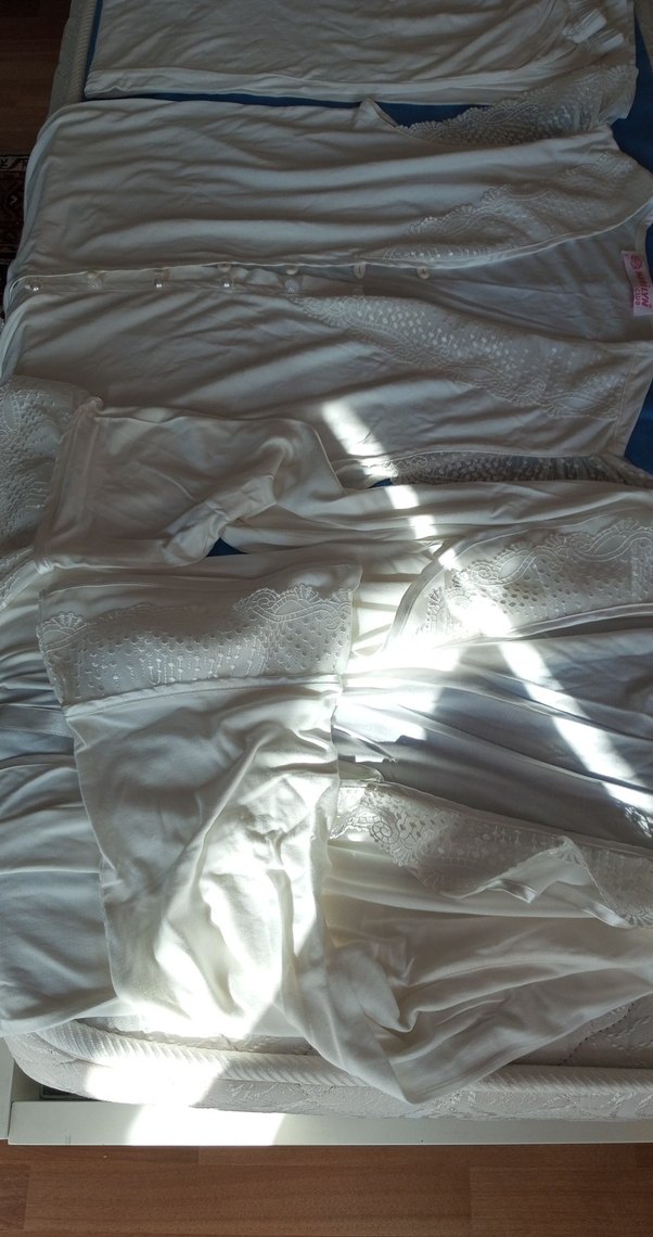 Beyaz Bohem Kolsuz sabahlikli Pijama Takımı - Görsel 4