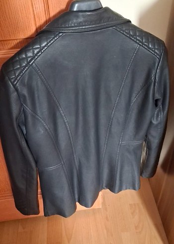 Siyah Deri Biker Ceket - Görsel 4