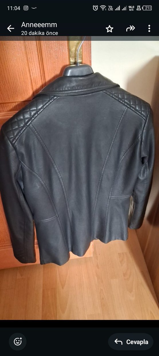 Siyah Deri Biker Ceket - Görsel 4