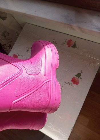 Kızlar için Pembe Lastik Çizme Velcro Bağlı - Görsel 6