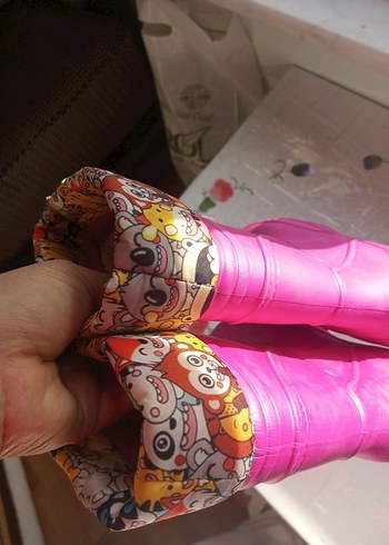 Kızlar için Pembe Lastik Çizme Velcro Bağlı - Görsel 7