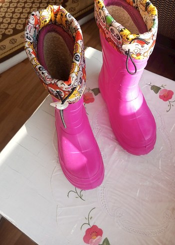 Kızlar için Pembe Lastik Çizme Velcro Bağlı - Görsel 5