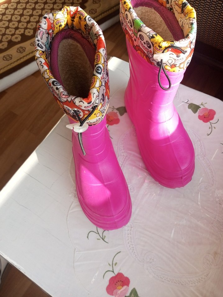 Kızlar için Pembe Lastik Çizme Velcro Bağlı - Görsel 5