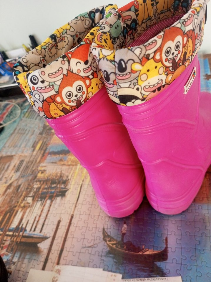 Kızlar için Pembe Lastik Çizme Velcro Bağlı - Görsel 4