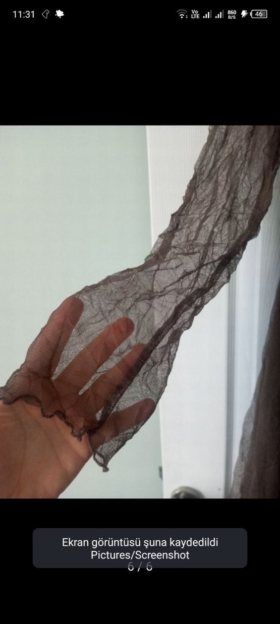 Uzun Kollu V Yaka Keten Uzun Elbise - Görsel 5