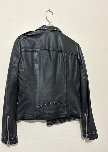 Mango Tokalı Siyah Deri Biker Ceket