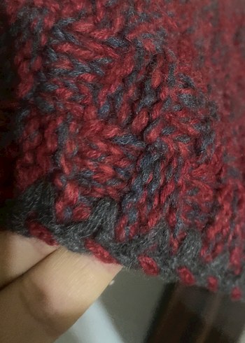 Bordo Örgü  dizüstü battaniyesi - Görsel 2