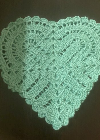 Bohem Pembe Kalp Şeklinde El Örgüsü Dantel sunum peçetesi - Görsel 2