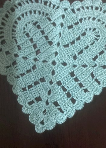 Bohem Pembe Kalp Şeklinde El Örgüsü Dantel sunum peçetesi - Görsel 4