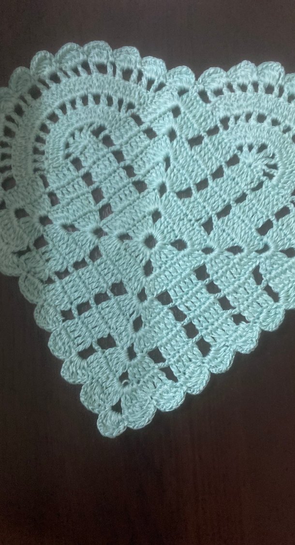 Bohem Pembe Kalp Şeklinde El Örgüsü Dantel sunum peçetesi - Görsel 4