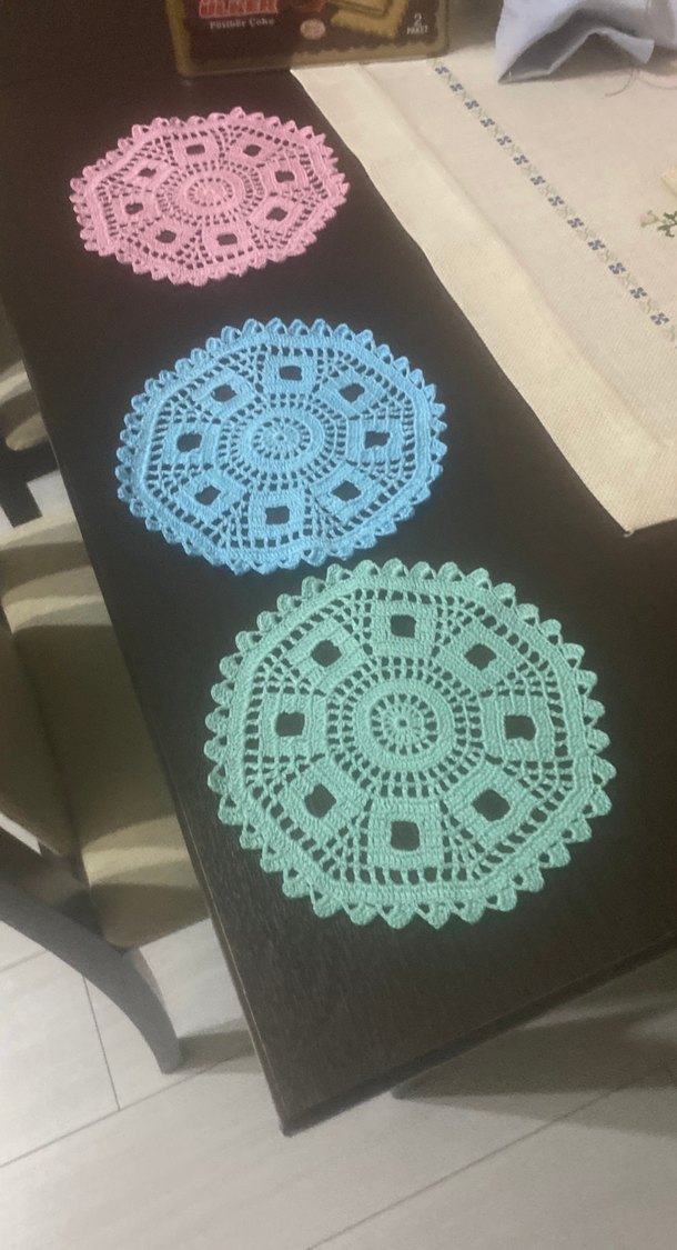 Renkli Bohem El Örgüsü  sunum peçetesi - Görsel 5