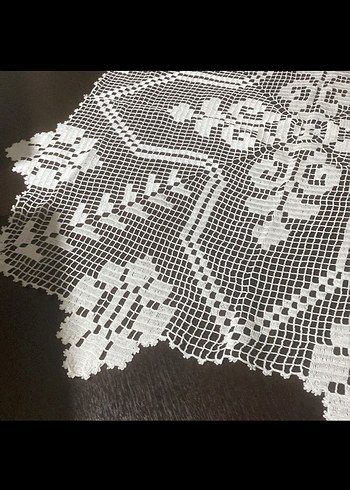 Beden beyaz Renk Beyaz İşlemeli Dantel Masa Örtüsü