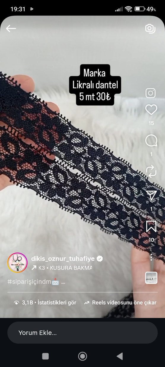 Siyah likralı dantel - Görsel 2