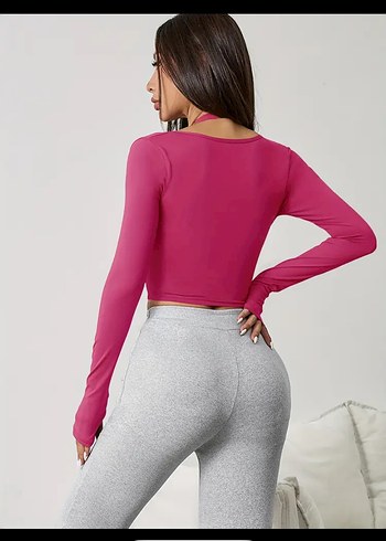 Pembe Uzun Kollu Straplez Atlet - Görsel 2