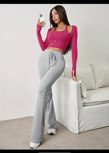 Pembe Uzun Kollu Straplez Atlet - Görsel 3