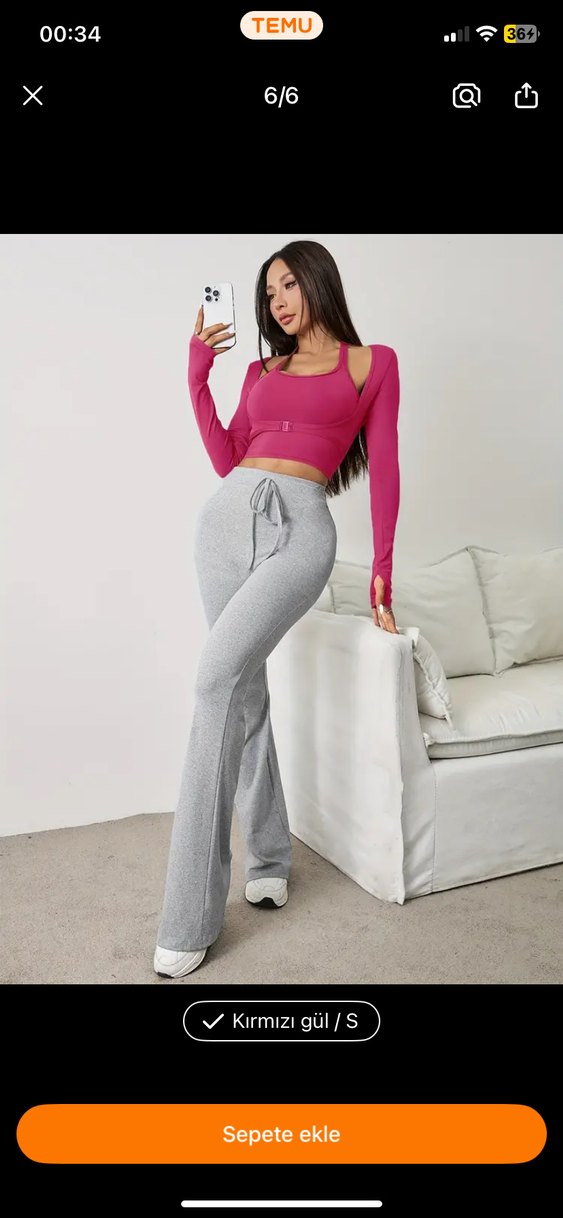 Pembe Uzun Kollu Straplez Atlet - Görsel 3