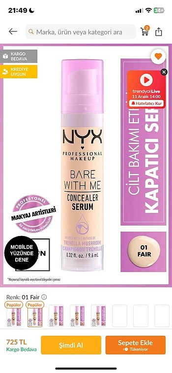 Beden Nyx kapatıcı nyx concealer