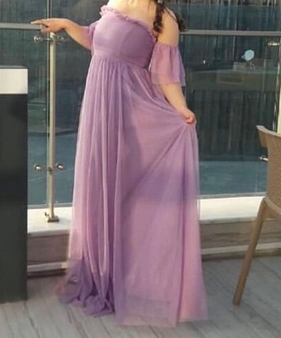 Uzun lila elbise