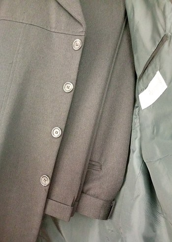 Gri Keten Erkek Takım Ceket koyu gri - Görsel 5