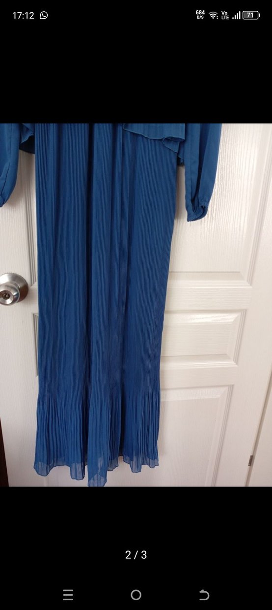 Diger Kadın Mavi Piliseli Uzun Elbise - Görsel 2