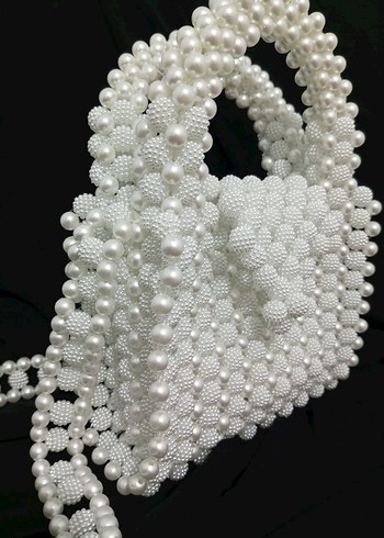 Beyaz İncili Boncuk Çanta Astarlı - Görsel 3