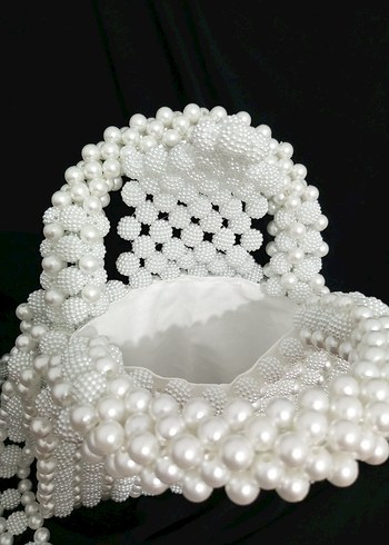 Beyaz İncili Boncuk Çanta Astarlı - Görsel 2