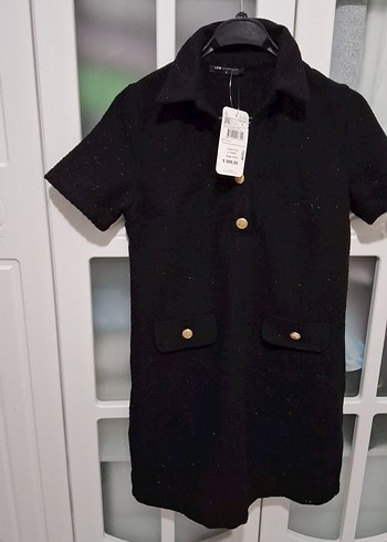 Düğmeli Siyah Midi Triko Elbise - Görsel 4