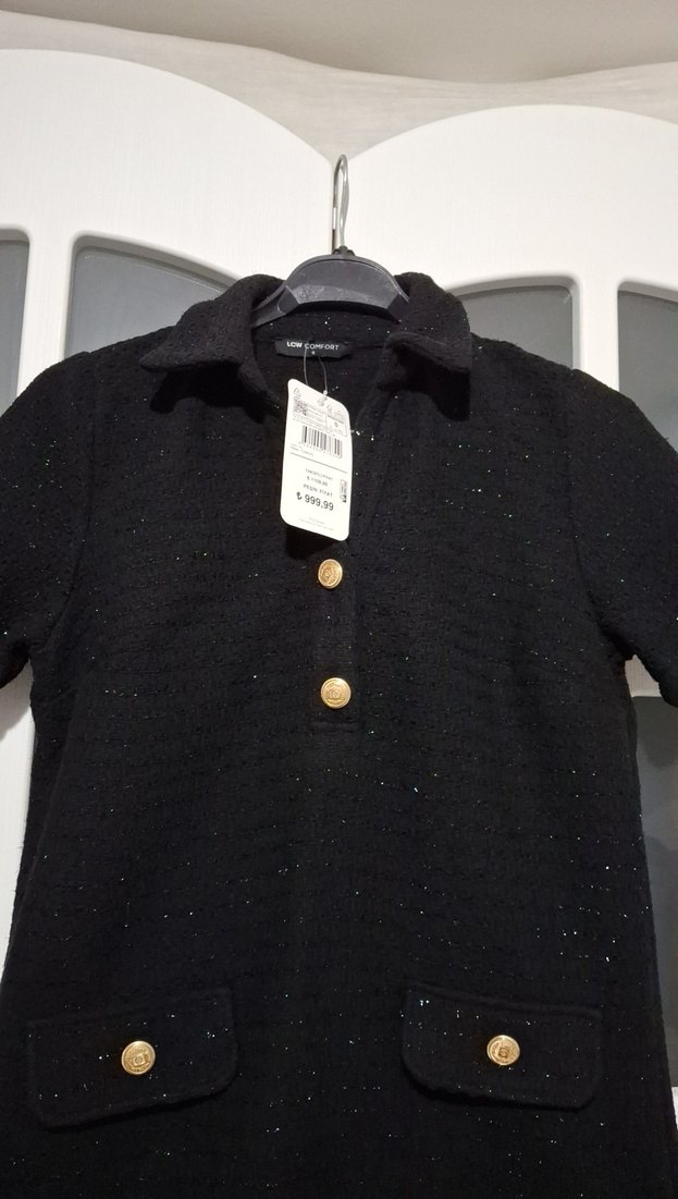 Düğmeli Siyah Midi Triko Elbise - Görsel 2