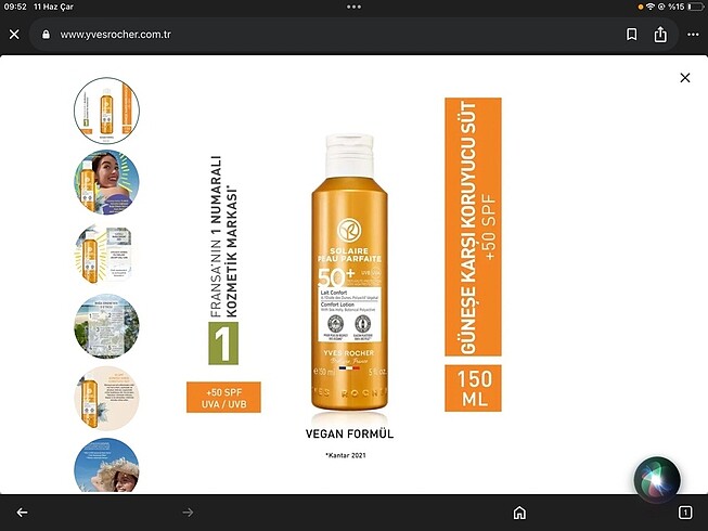 yves spf 50+ yüz vücut güneş kremi