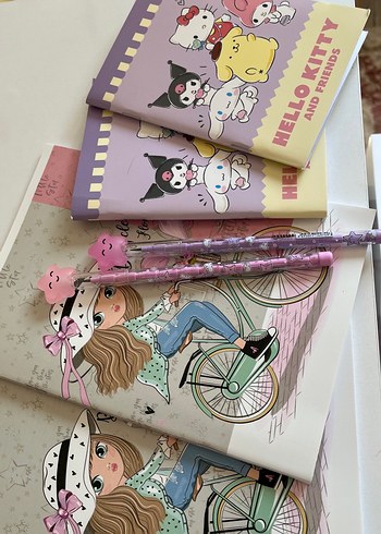 Pastel Pembe Hello Kitty Defter ve Kalem Seti