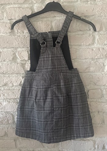 Kız Çocuk Gri Kareli Askılı Kot Elbise 32 bed - Görsel 4