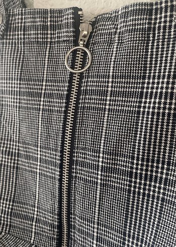 Kız Çocuk Gri Kareli Askılı Kot Elbise 32 bed - Görsel 3