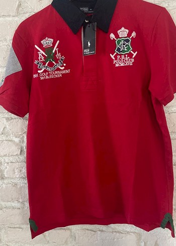 Polo Ralph Lauren Koyu Kırmızı Polo Tişört, Düğmeli, Gevşek Kesim