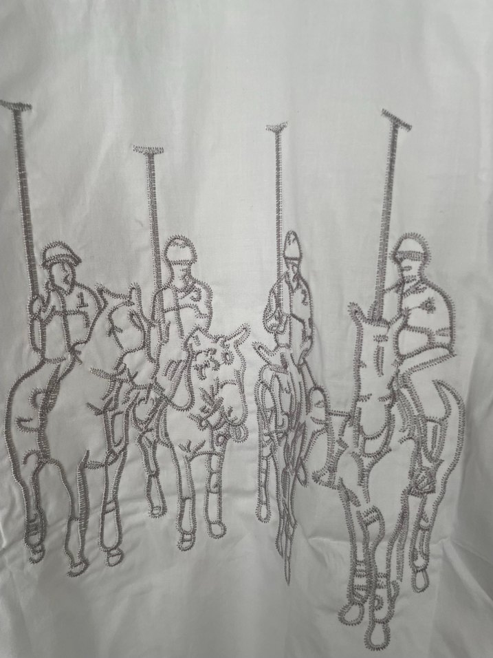 Düğmeli Beyaz Baskılı Erkek Gömlek xxl - Görsel 5