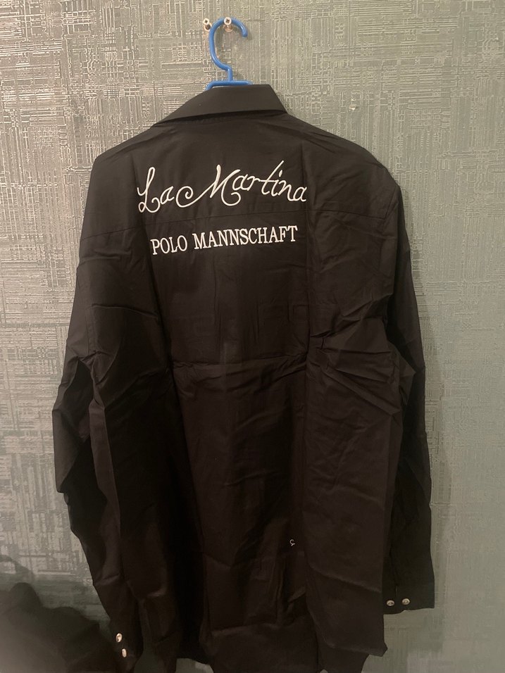 Siyah Porsche Baskılı Erkek Gömlek La Martına - Görsel 2