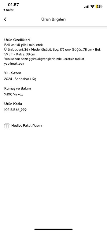 42 Beden Beymen club pileli kısa etek