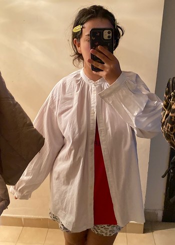 Düğmeli Beyaz Poplin Kadın Gömlek - Görsel 8