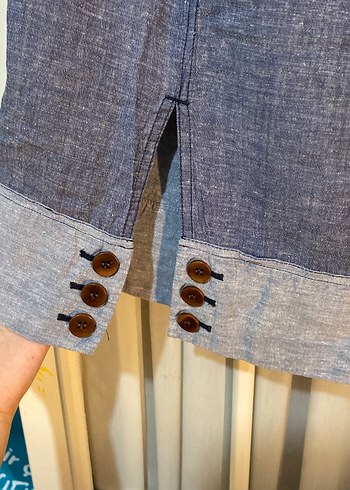 Vakko Düğmeli Lacivert Midi Etek - Görsel 4