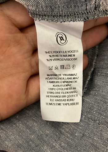 Vakko Düğmeli Lacivert Midi Etek - Görsel 9