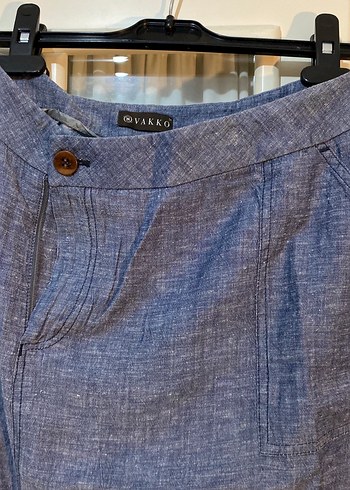 Vakko Düğmeli Lacivert Midi Etek - Görsel 3