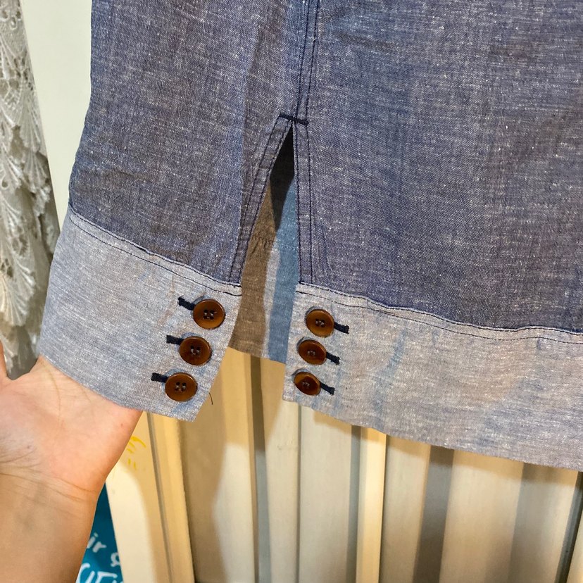 Vakko Düğmeli Lacivert Midi Etek - Görsel 4