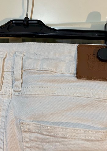 Network beyaz kot pantolon jean yüksek bel dar pantolon - Görsel 4